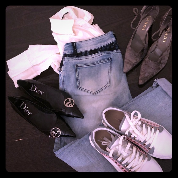 CHRISTIAN DIOR BLACK LOGO POINTY FLATS 36.5 NEW - Picture 2 of 6